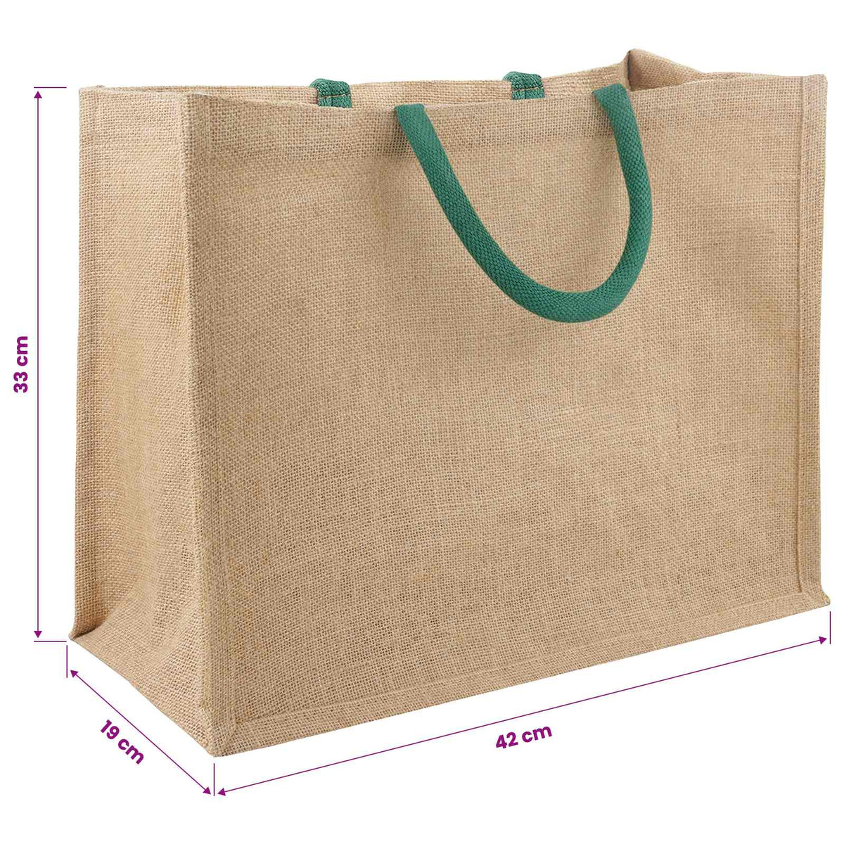 Jute Handbags 5 Natural and Green 42 x 33 x 19 cm