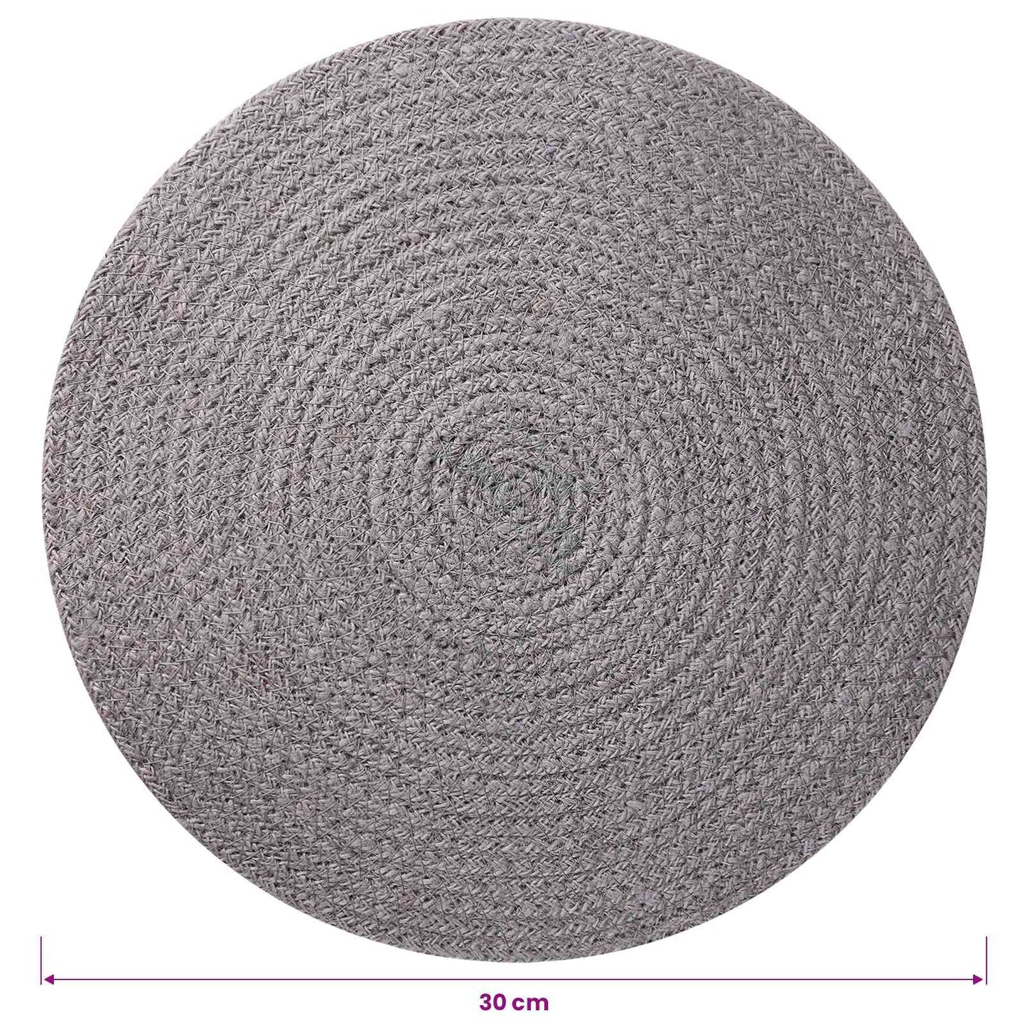 Jute Placemets 6 pcs Grey 100% Tossa Jute