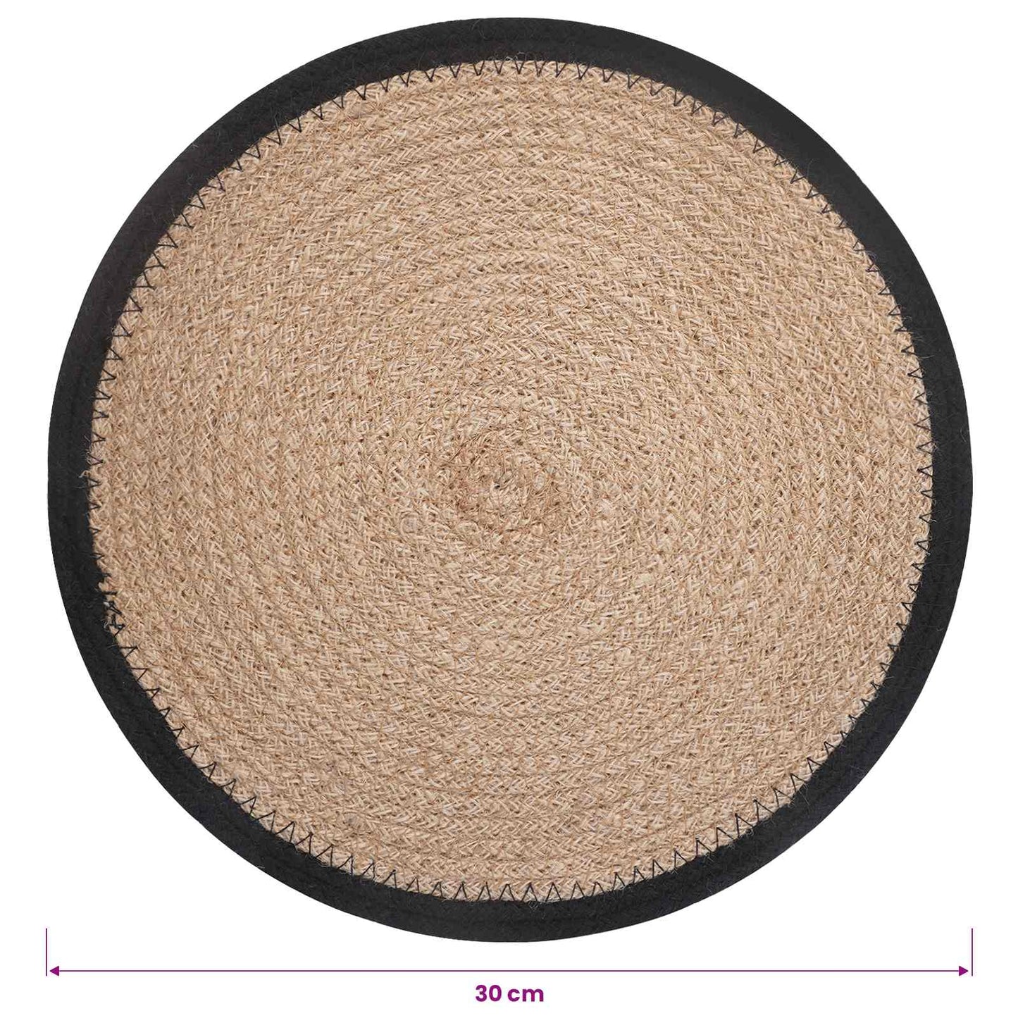 Jute Placemets 12 pcs Natural and Black Ø 30 cm 100% Tossa Jute