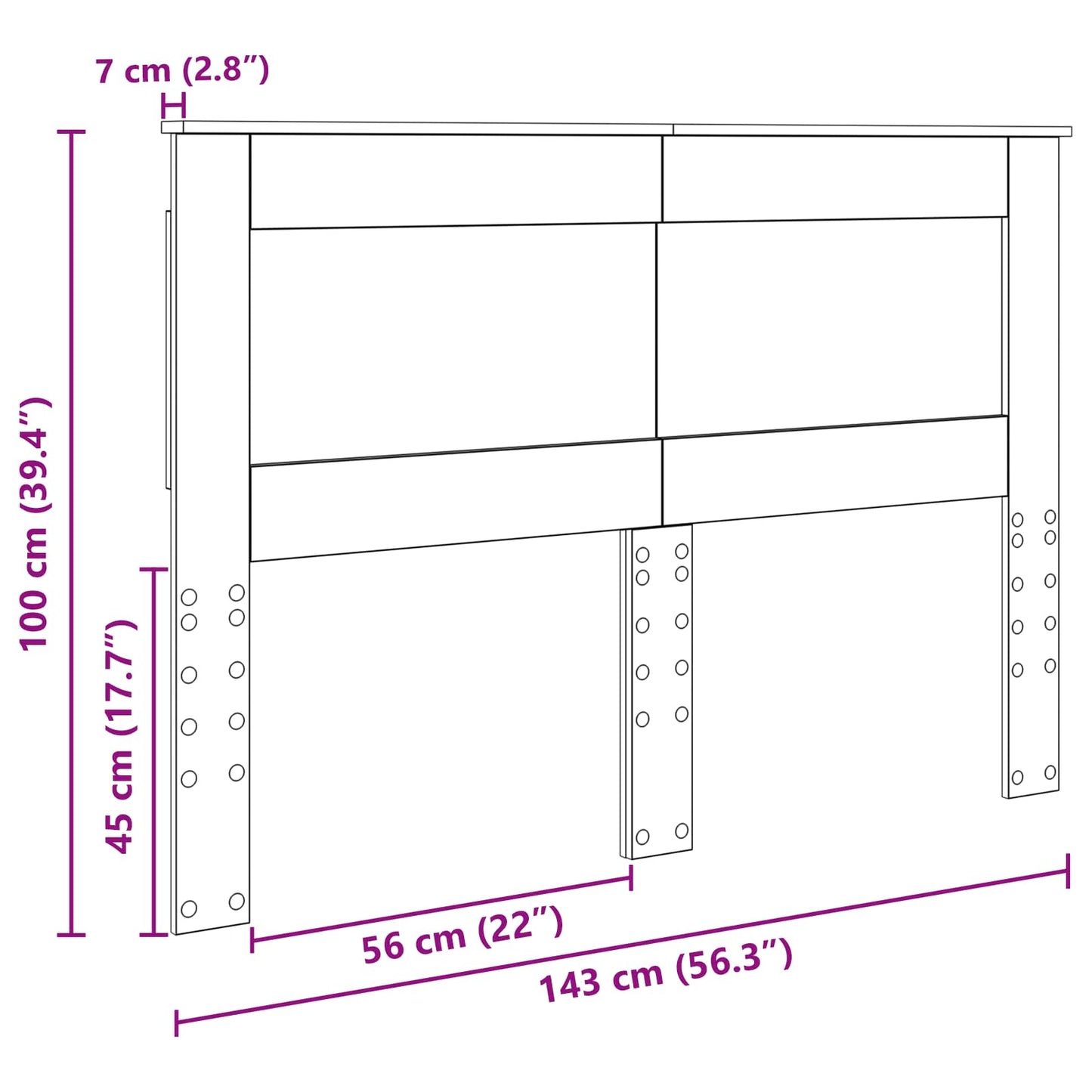 Headboard Grey Sonoma Engineered Wood