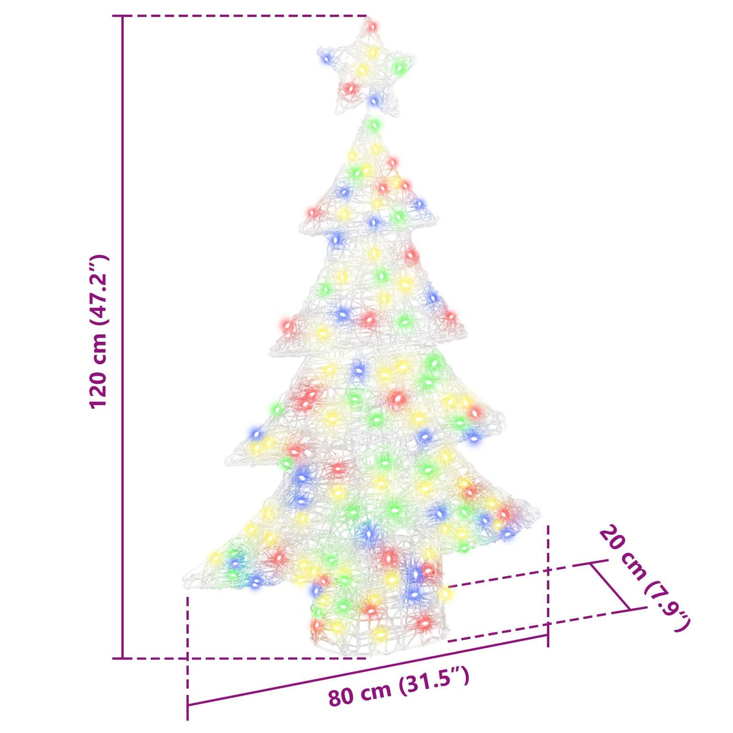 Christmas Tree 100 LEDs Multicolour 120 cm Acrylic