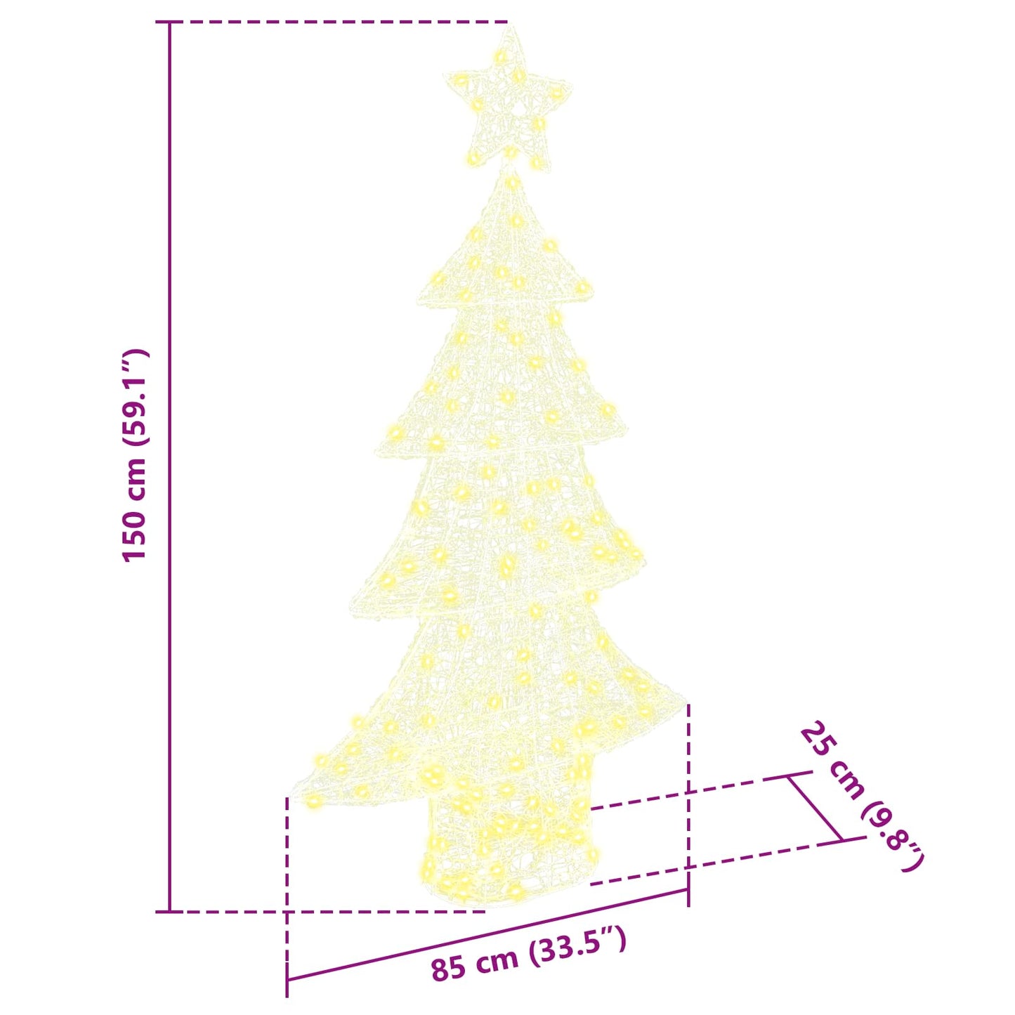Christmas Tree 160 LEDs Warm white 150 cm Acrylic
