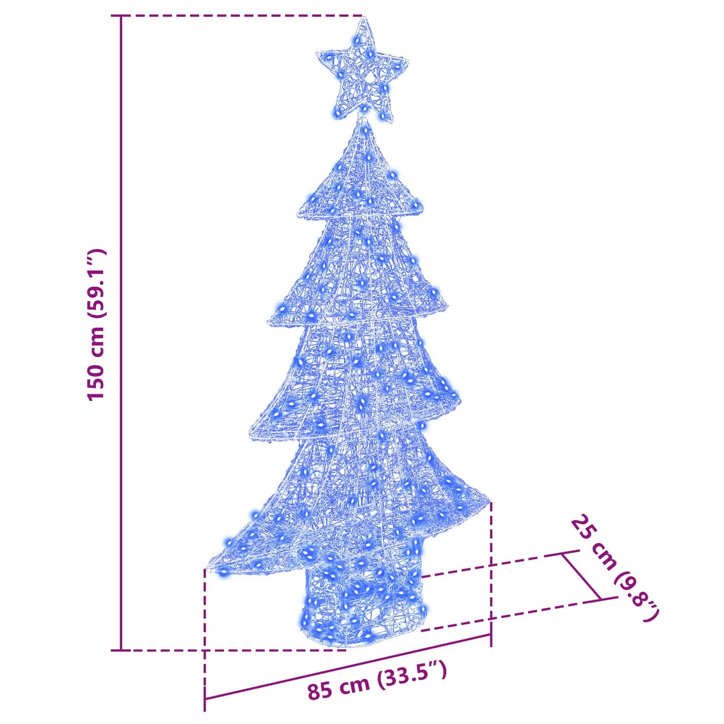 Christmas Tree 160 LEDs Blue 150 cm Acrylic