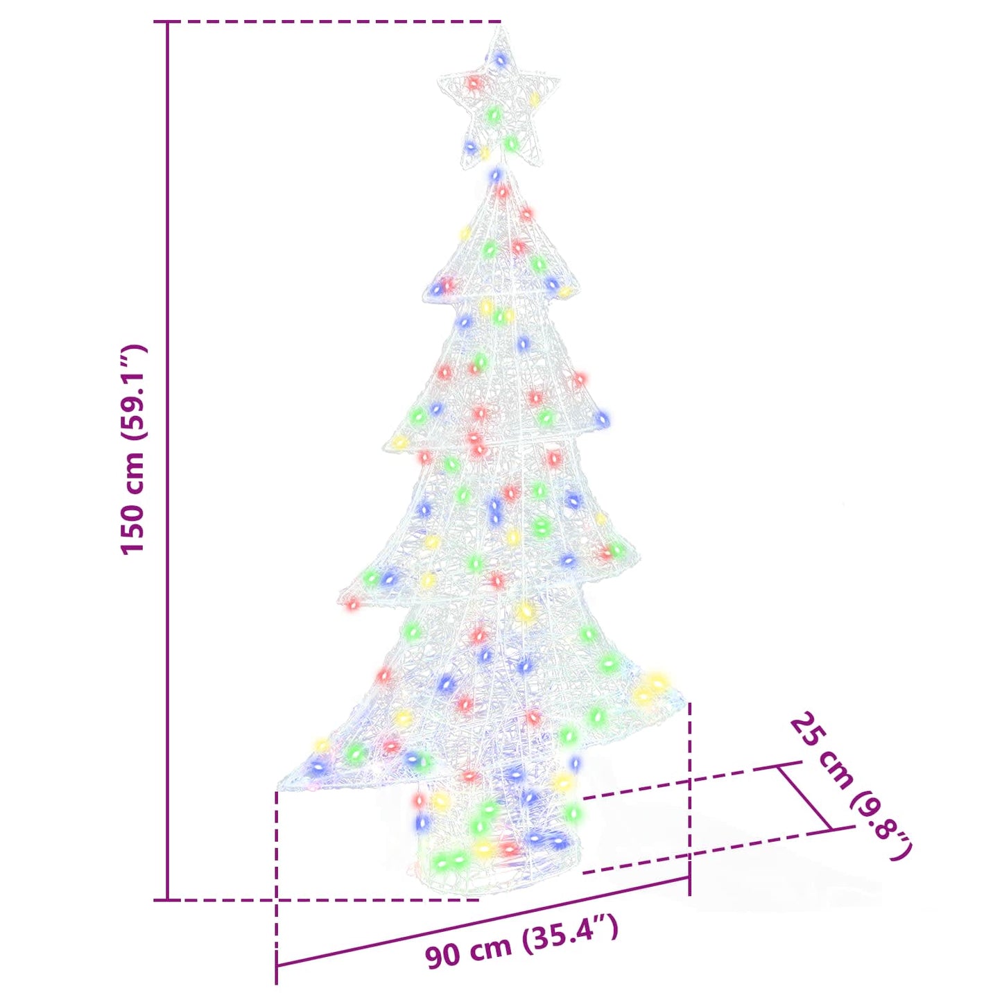 Christmas Tree 160 LEDs Multicolour 150 cm Acrylic