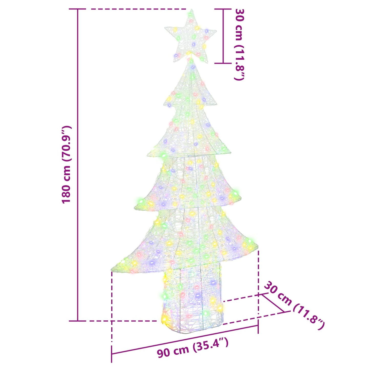 Christmas Tree 240 LEDs Multicolour 180 cm Acrylic
