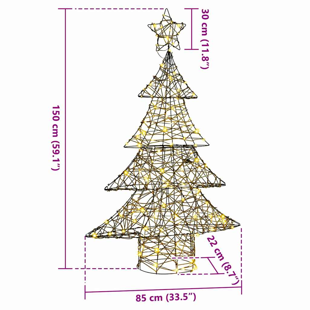 Christmas Tree 120 LEDs Warm white 150 cm Rattan