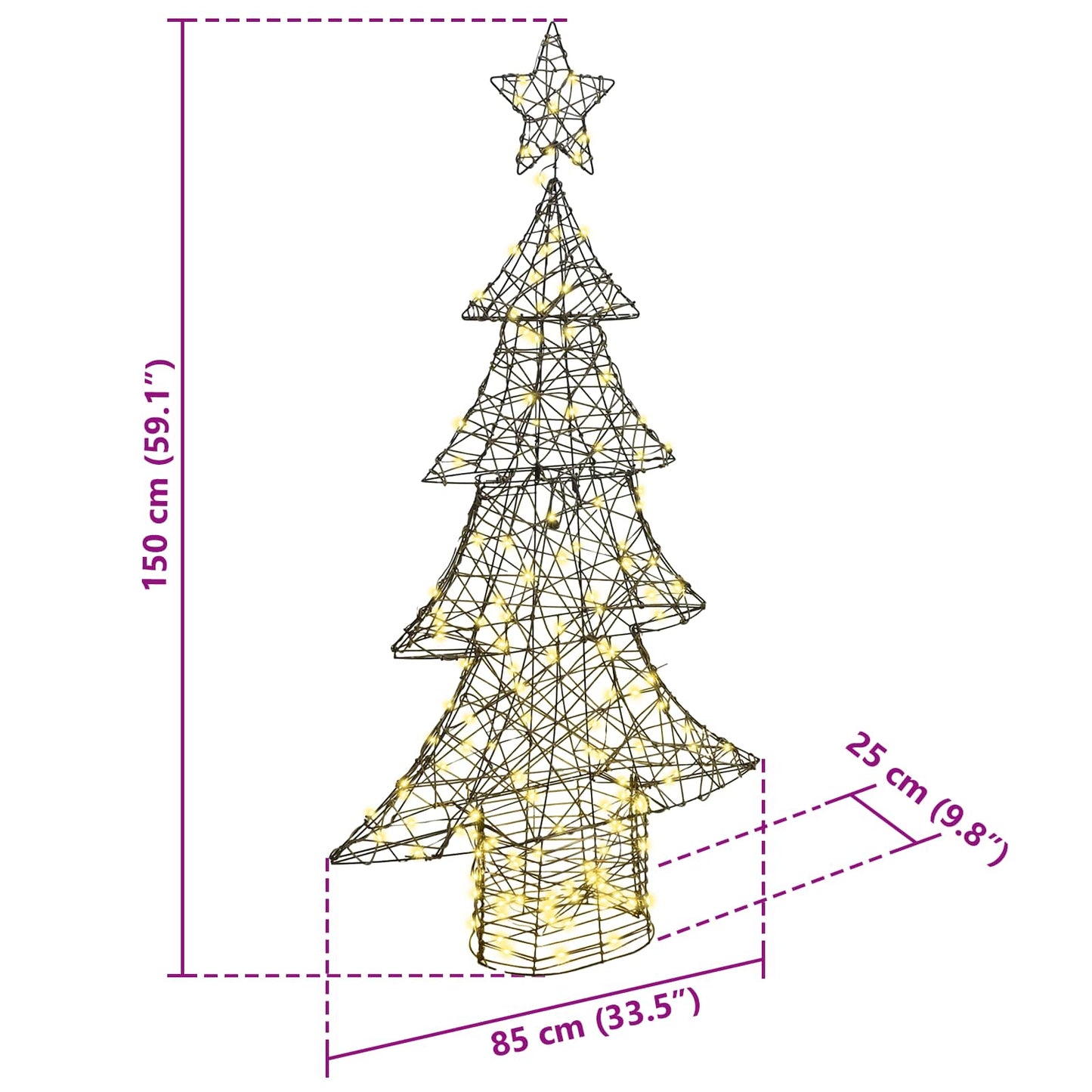 Christmas Tree 160 LEDs Warm white 150 cm Rattan