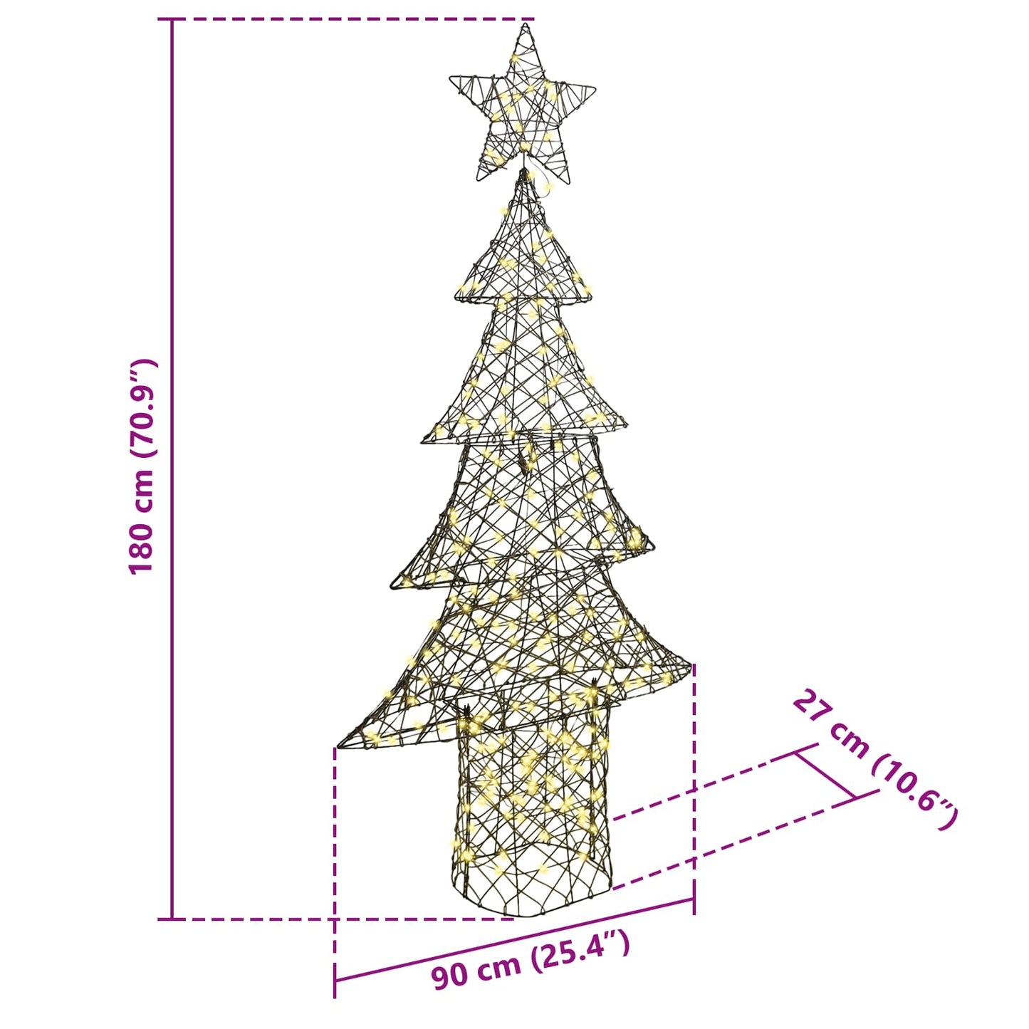 Christmas Tree 240 LEDs Warm white 180 cm Rattan
