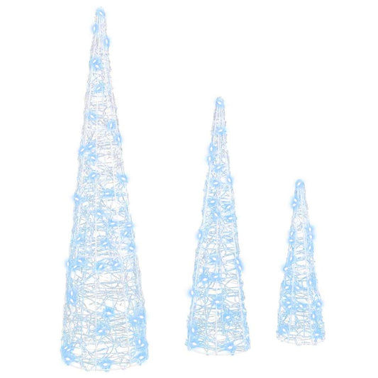 Christmas Tree 3 pcs 90 LEDs Cold white 20 x 20 x 80 cm Acrylic