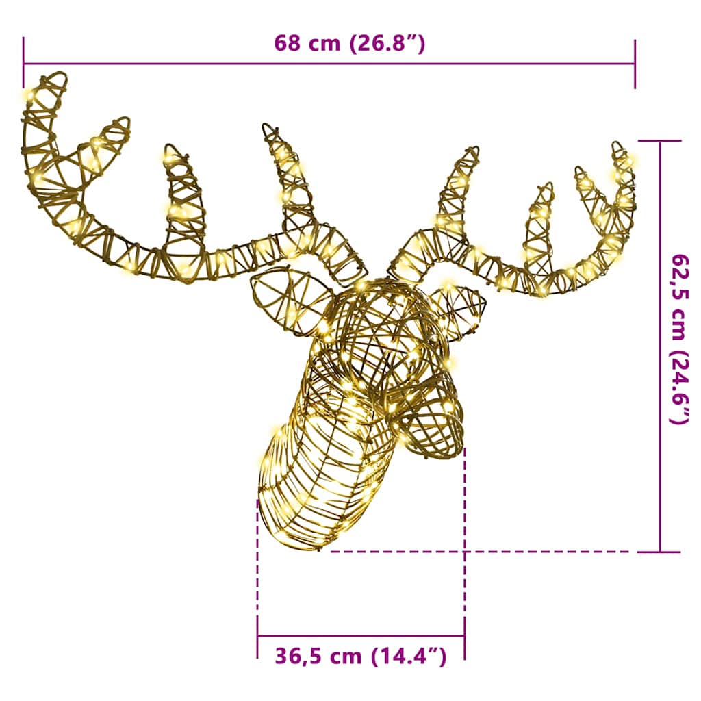 Reindeer Pull Sleigh Warm white 68 x 36.5 x 62.5 cm Rattan