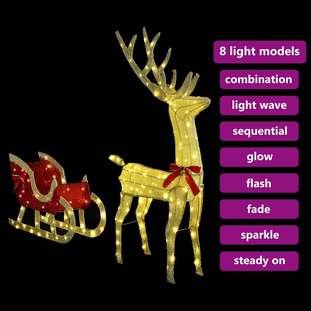 Reindeer Pull Sleigh Warm white 151 x 28 x 128.5 cm Fabric