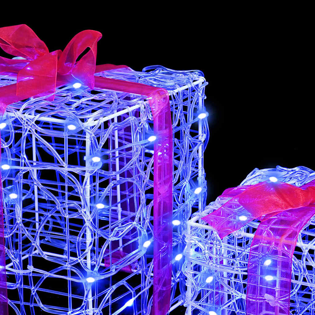 Gift Box with 60 LEDs 3 pcs Blue 20 x 20 x 20 cm Acrylic