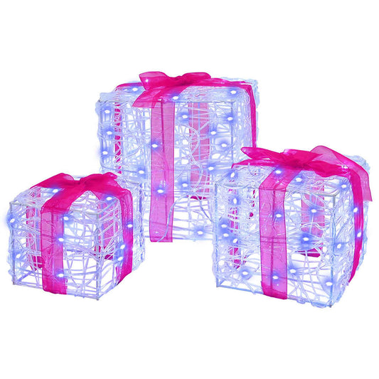 Gift Box 3 pcs 60 LEDs Blue 20 x 20 x 20 cm Acrylic