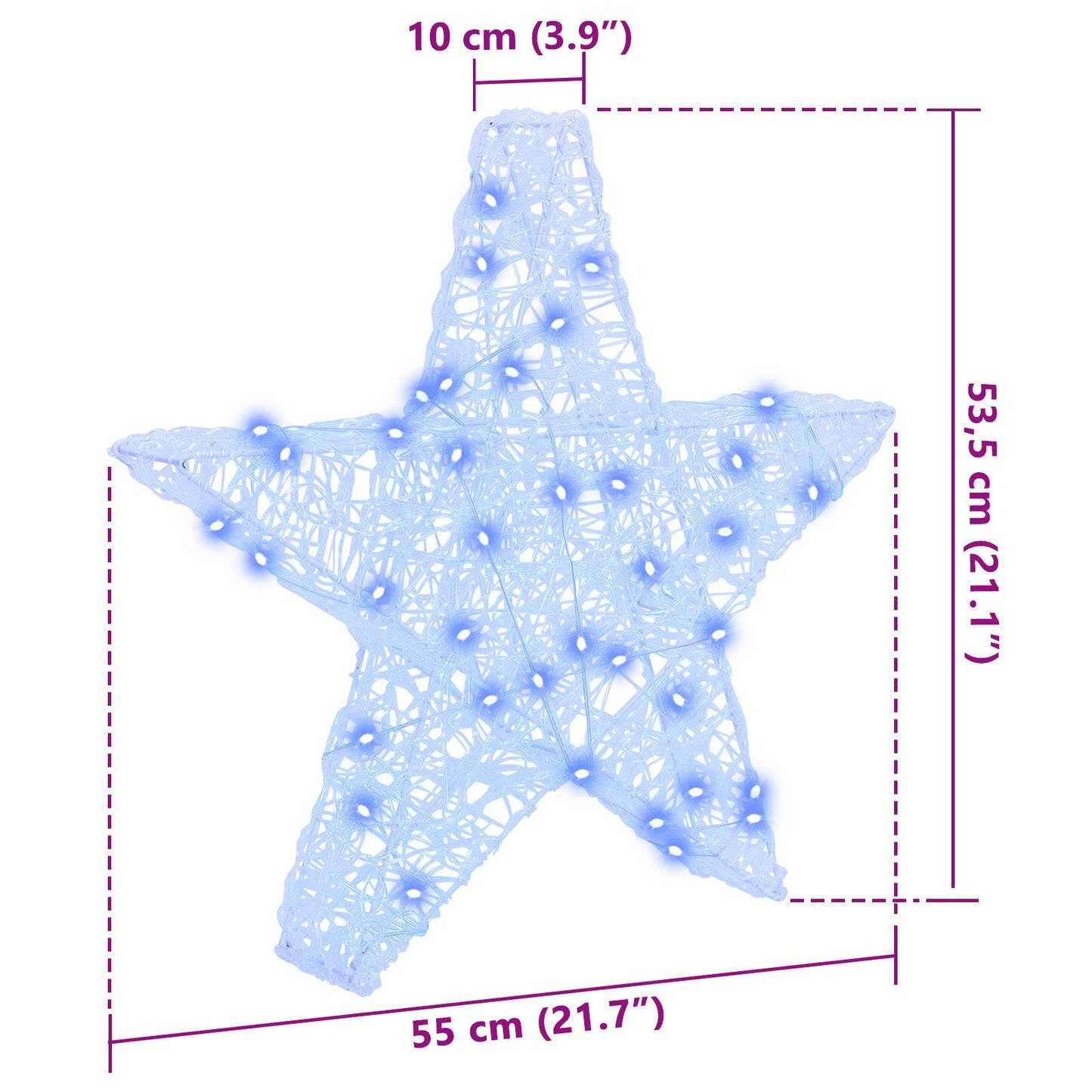 3D Star 50 LEDs Blue 55 x 53.5 x 10 cm Acrylic