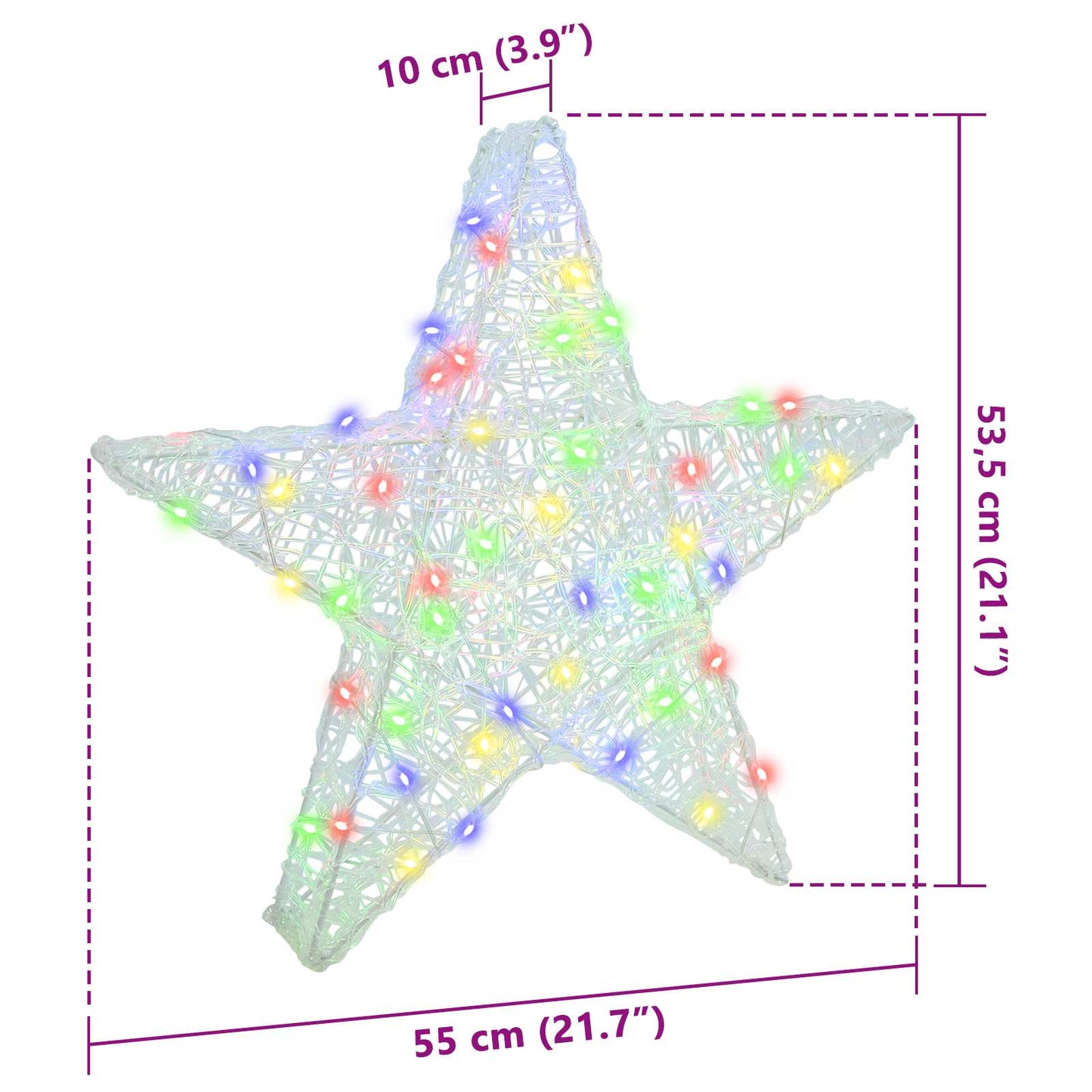 3D Star 50 LEDs Multicolour 55 x 53.5 x 10 cm Acrylic
