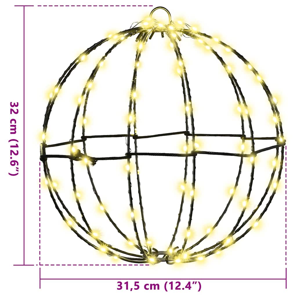 Ball with 96 LEDs Warm white 30 cm Metal