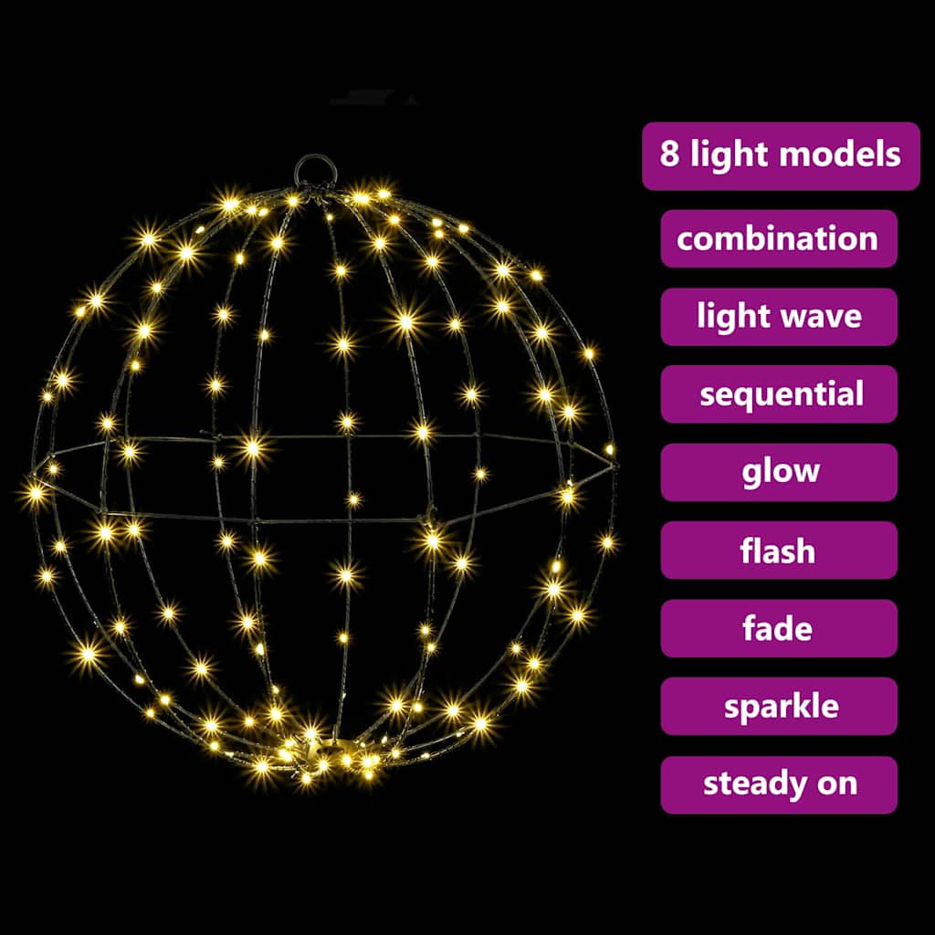 Ball with 320 LEDs 2 pcs Warm white 50 cm Metal