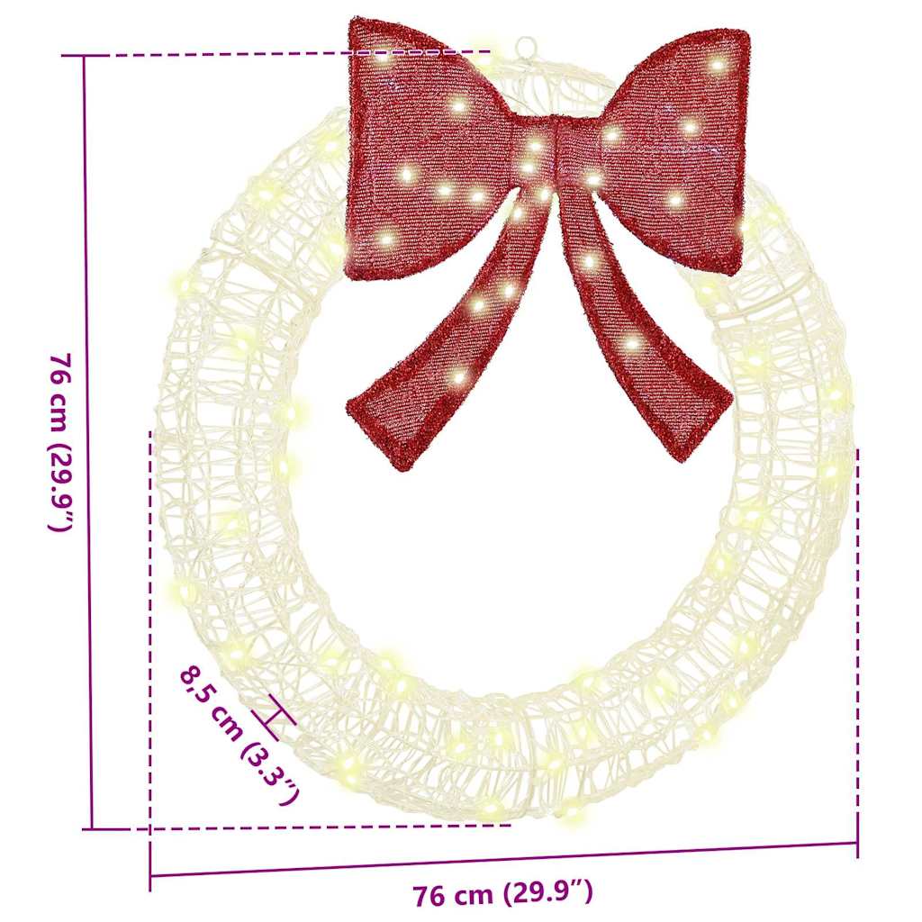 Wreath 60 LEDs Warm white 76 x 76 x8.5 cm Acrylic