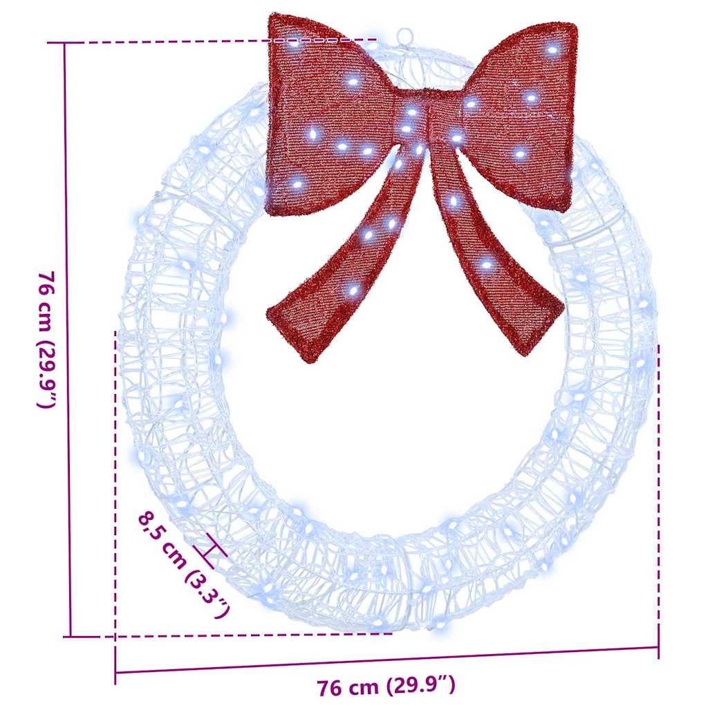 Wreath 60 LEDs Cold white 76 x 76 x8.5 cm Acrylic