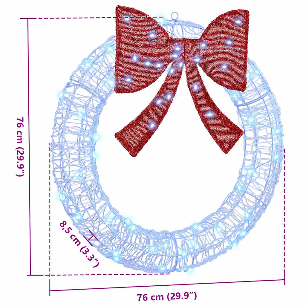 Wreath 60 LEDs Blue 76 x 76 x8.5 cm Acrylic