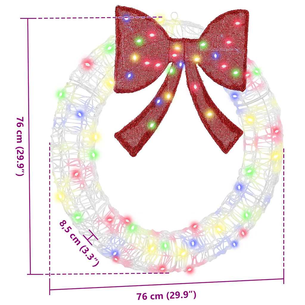 Wreath 60 LEDs Multicolour 76 x 76 x8.5 cm Acrylic