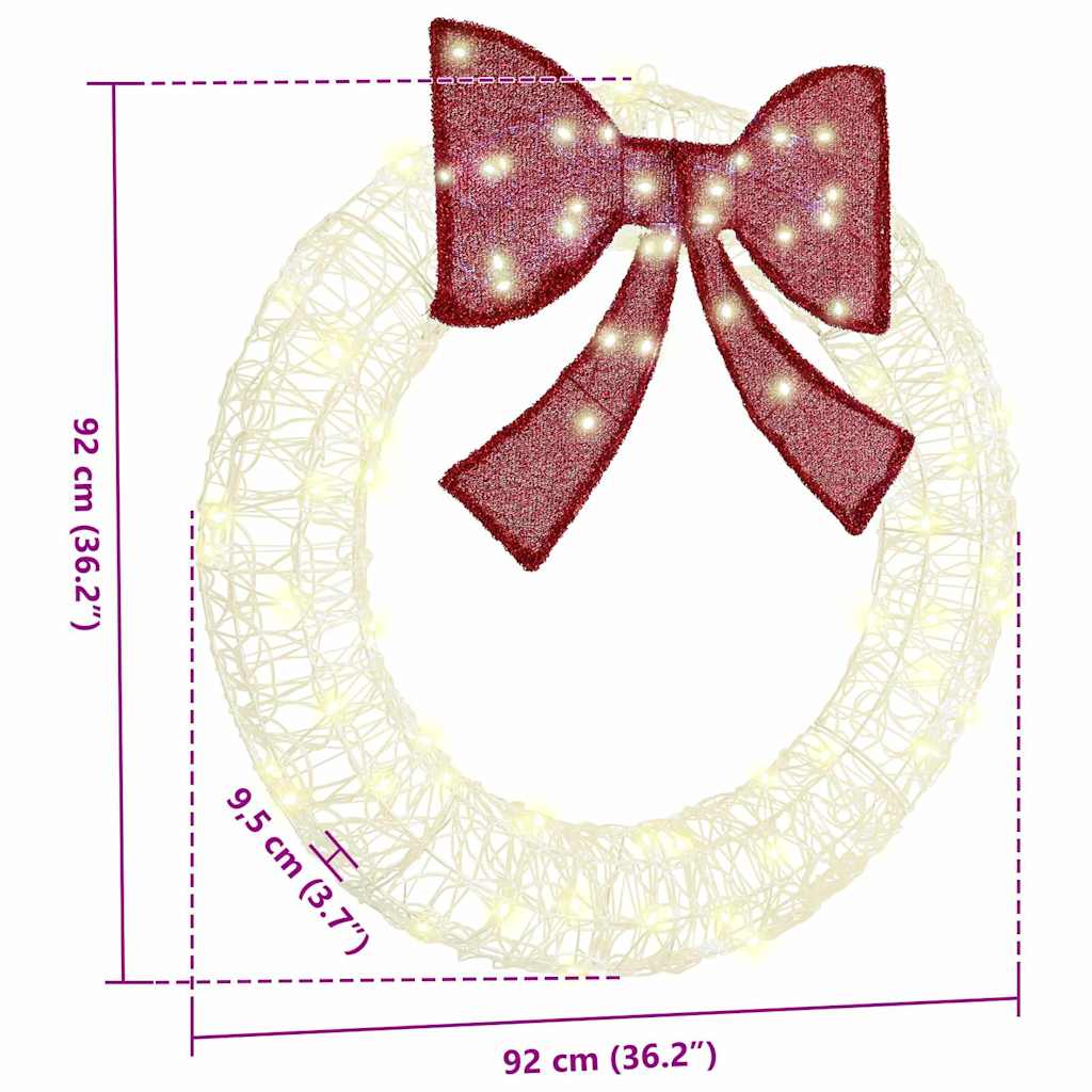 Wreath 80 LEDs Warm white 92 x 92 x 9.5 cm Acrylic