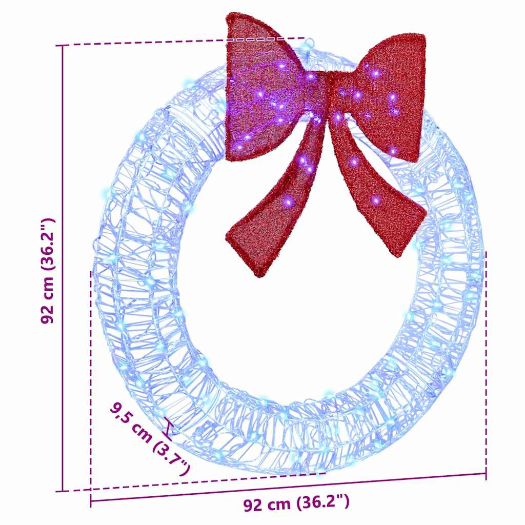 Wreath 80 LEDs Blue 92 x 92 x 9.5 cm Acrylic
