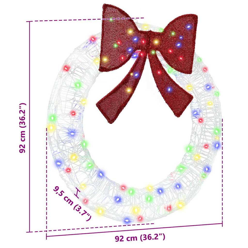 Wreath 80 LEDs Multicolour 92 x 92 x 9.5 cm Acrylic