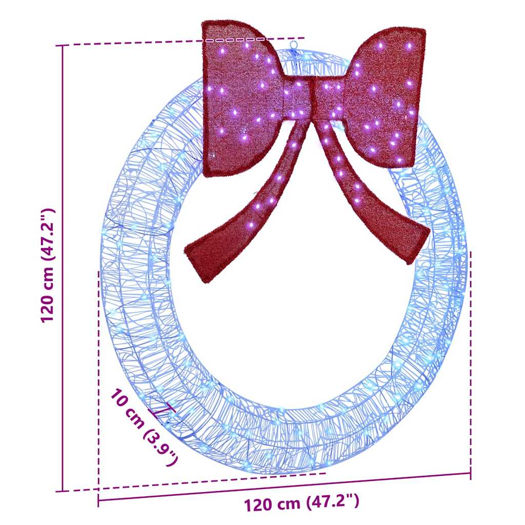 Wreath 150 LEDs Blue 120 cm Acrylic