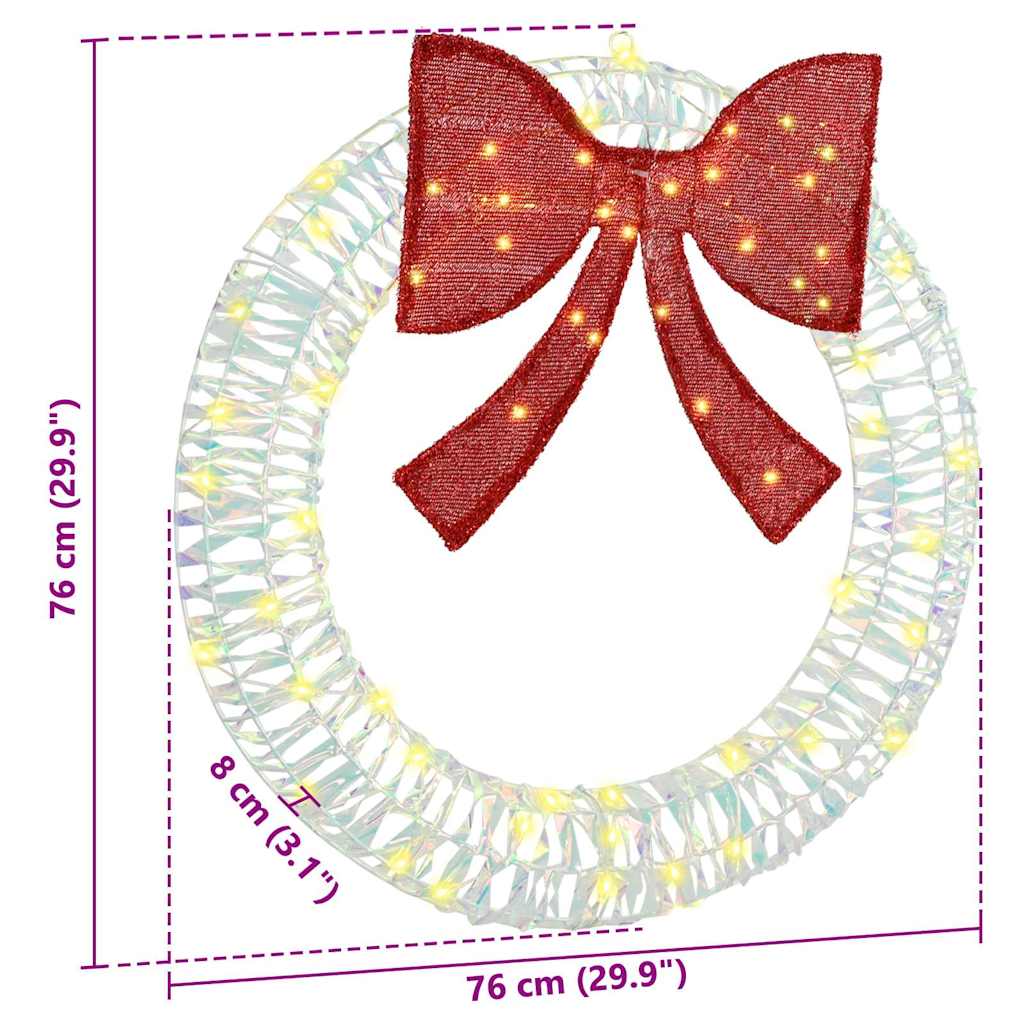 Wreath 60 LEDs Warm white 76 x 76 x 8 cm PET