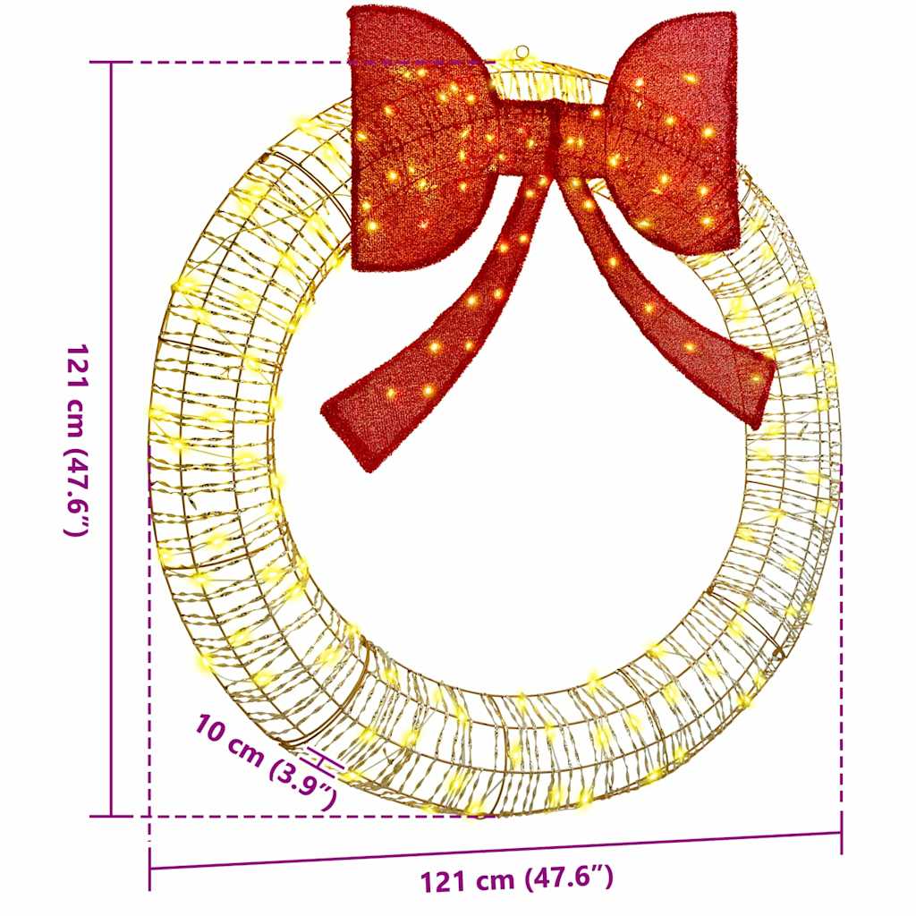 Wreath 150 LEDs Warm white 121 x 121 x 10 cm PET