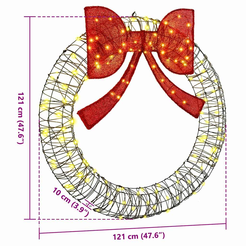 Wreath 150 LEDs Warm white 121 x 121 x 10 cm Rattan
