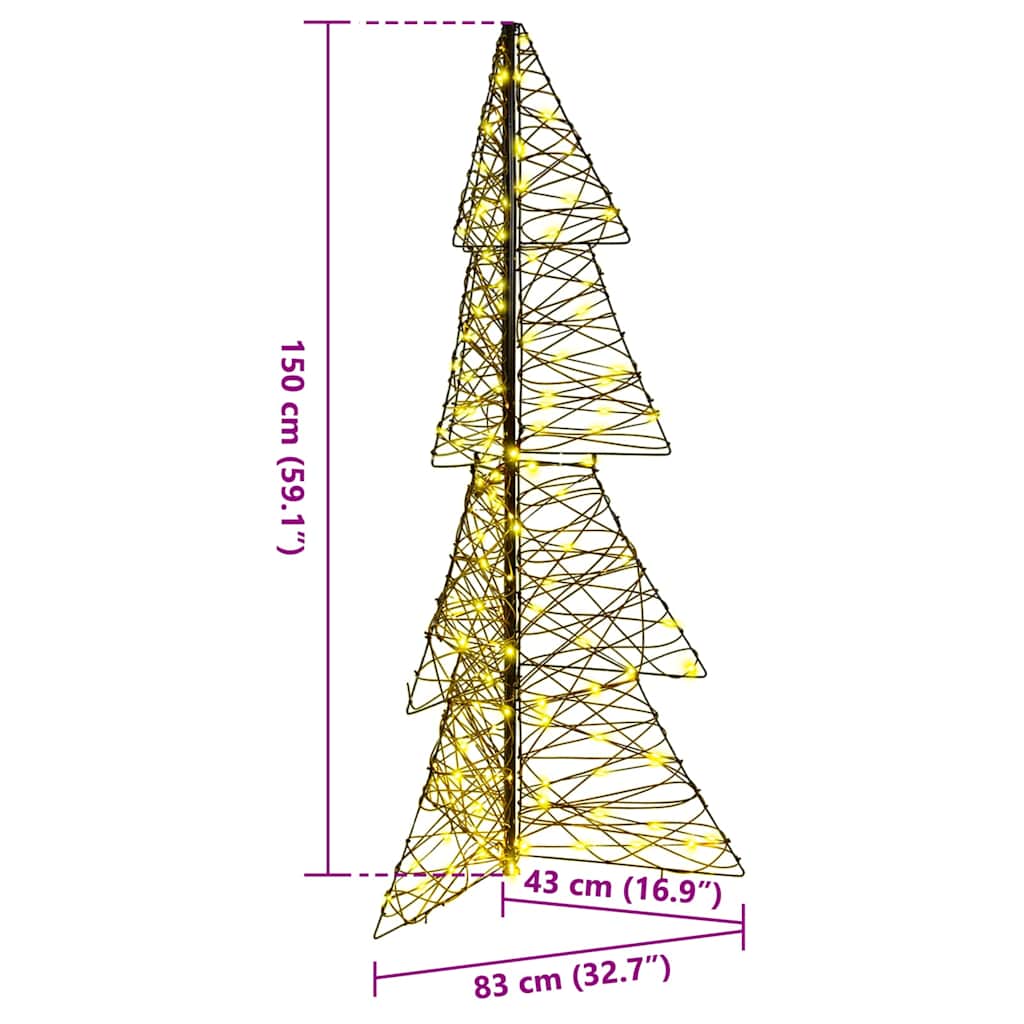 Christmas Tree 160 LEDs Warm White 150 cm Rattan