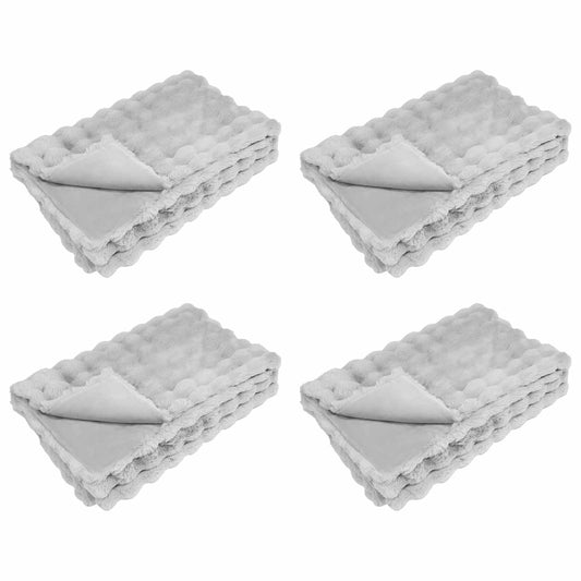 Anti-Slip Faux Rabbit Fur Blanket Olite 4 pcs Grey 150 x 220 cm