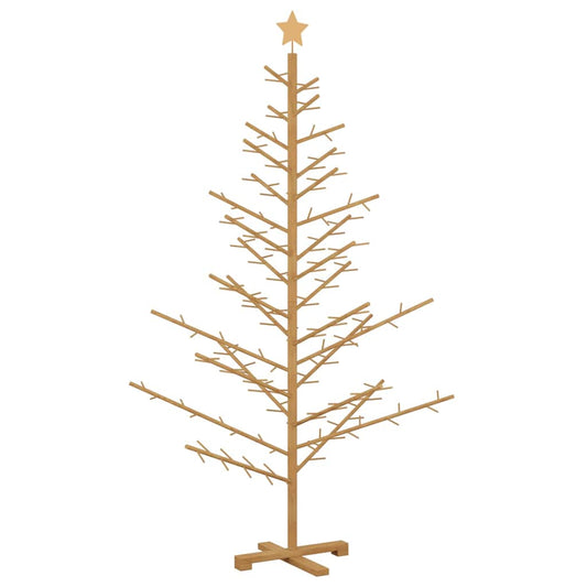 Wooden Christmas Tree with Stand Brown 180 cm Solid pine wood