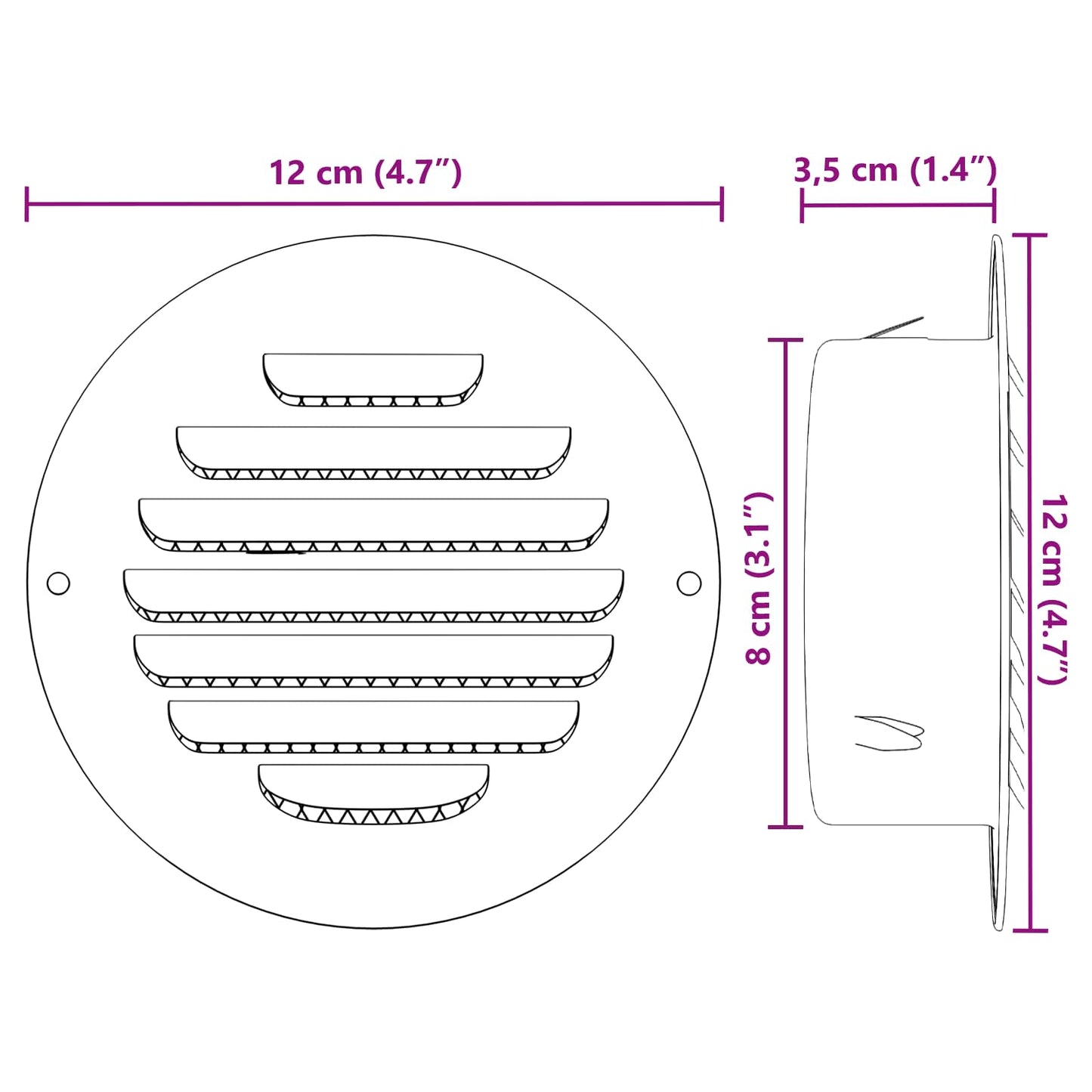 Air Vent Covers 4 pcs Silver 80 mm Stainless Steel