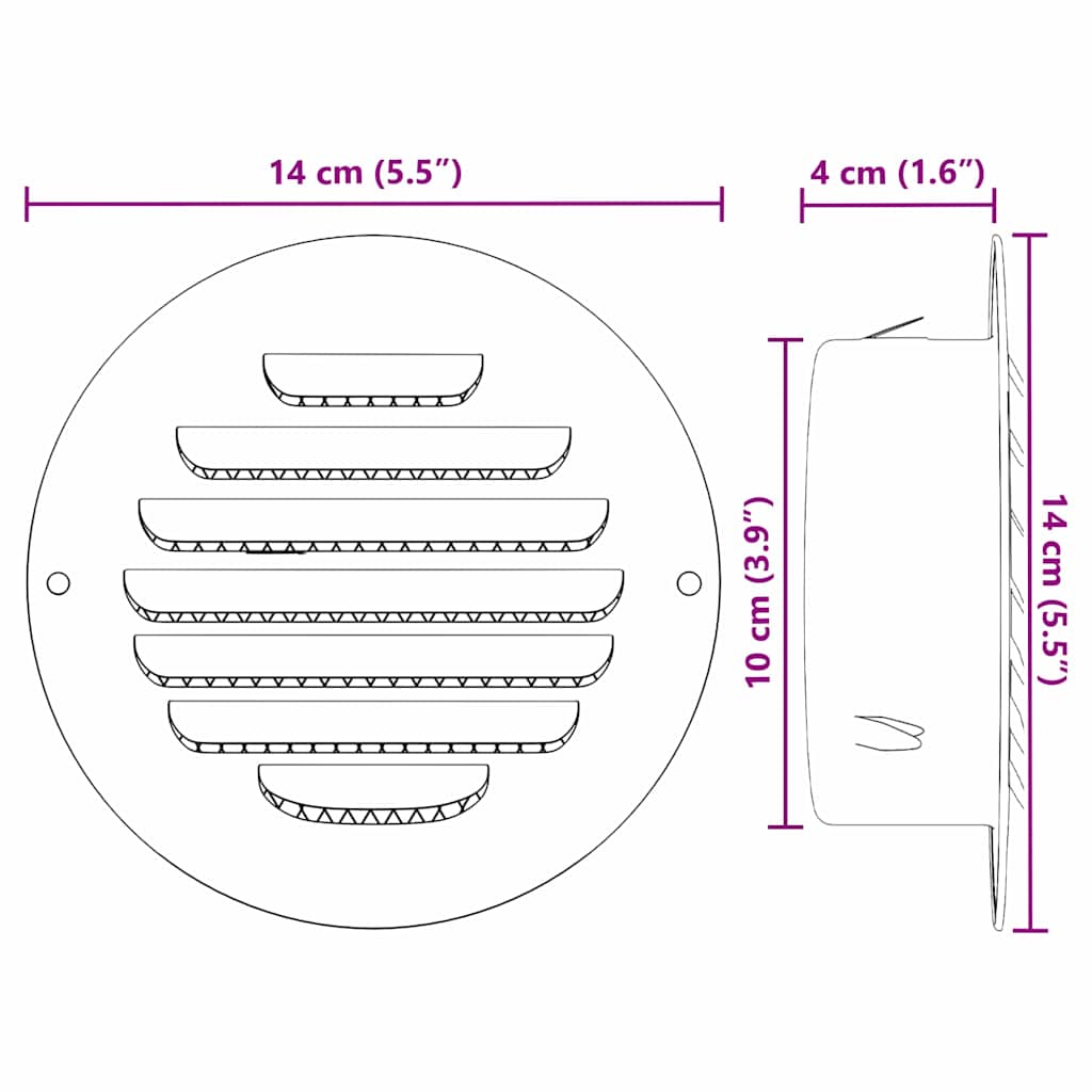 Air Vent Covers 4 pcs Silver 100 mm Stainless Steel