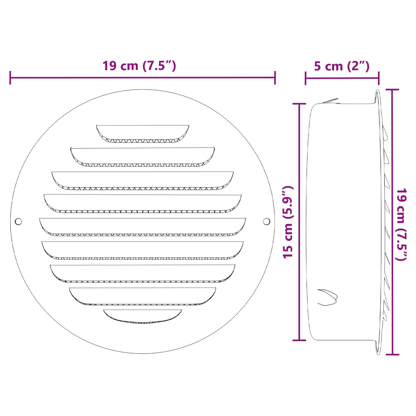 Air Vent Covers 4 pcs Silver 150 mm Stainless Steel