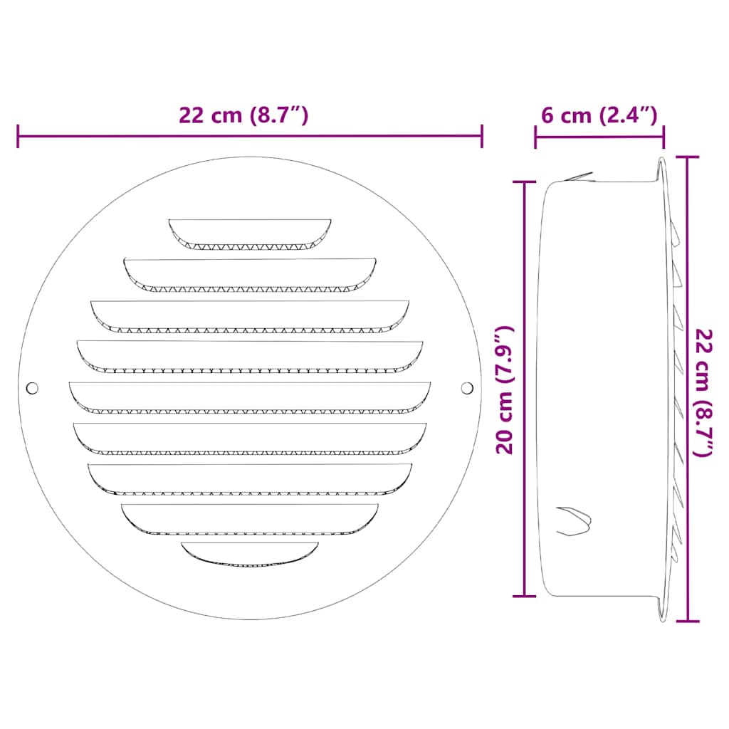 Air Vent Covers 4 pcs Silver 200 mm Stainless Steel