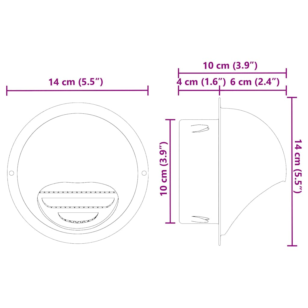Air Vent Covers 8 pcs Silver 100 mm Stainless Steel
