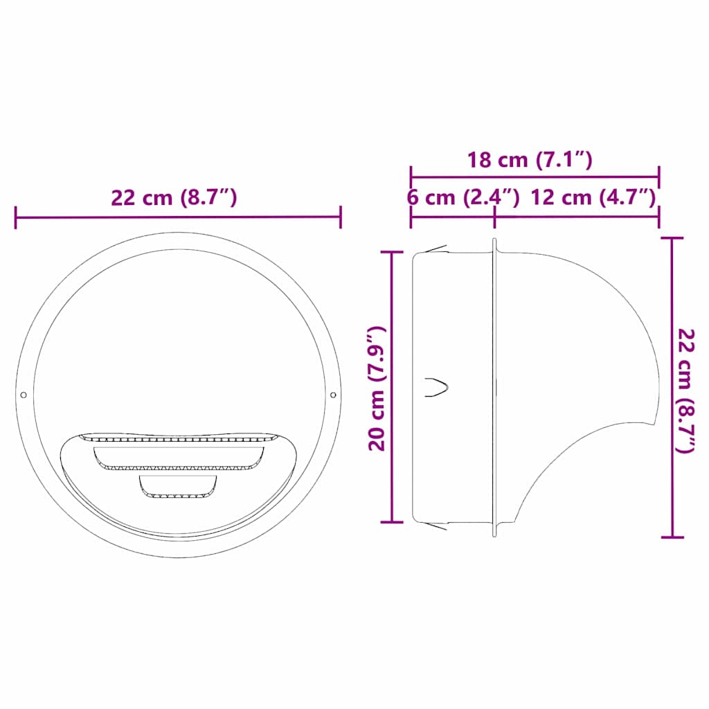 Air Vent Covers 2 pcs Silver 200 mm Stainless Steel