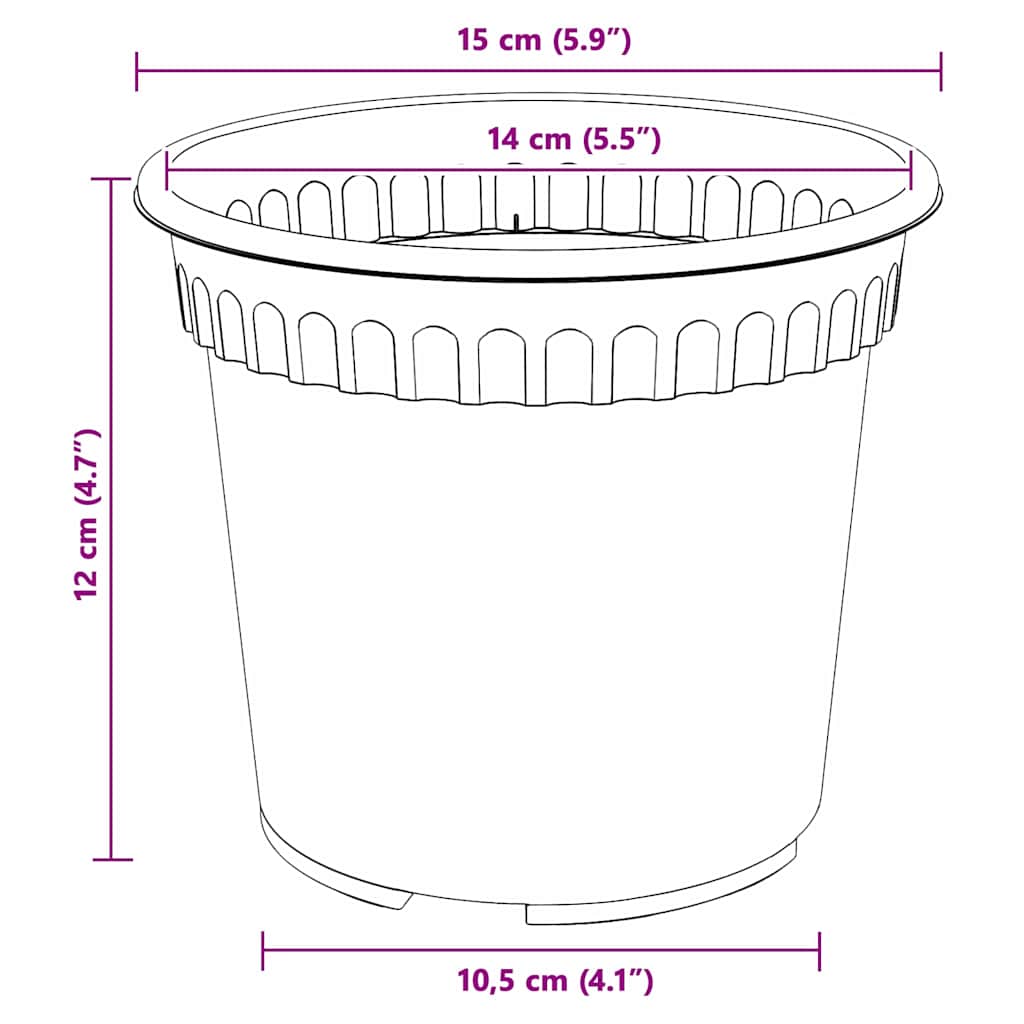 Round Flower Pot 6 pcs Brick Red Ø 15 x 12 cm Plastic