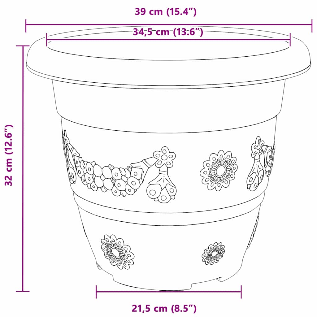Round Flower Pot 6 pcs Brick Red Ø 39 x 32 cm Plastic