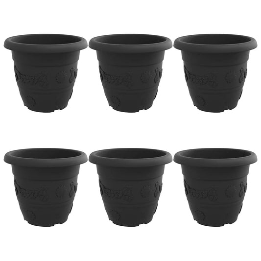 Round Flower Pot 6 pcs Black Ø 34 x 28 cm Plastic