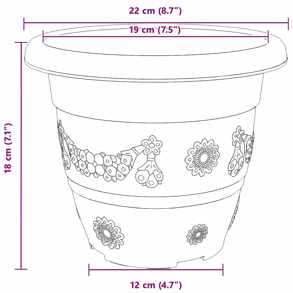 Round Flower Pot 24 pcs Brick Red Ø 22 x 18 cm Plastic