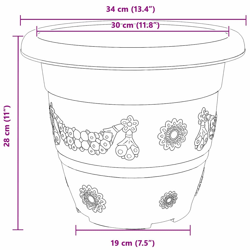 Round Flower Pot 24 pcs Brick Red Ø 34 x 28 cm Plastic