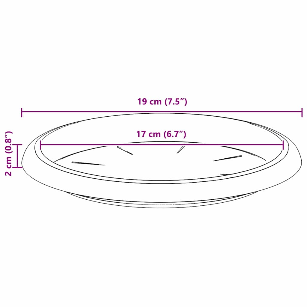 Round Flower Tray 6 pcs Brick Red Ø 19 x 2 cm Plastic