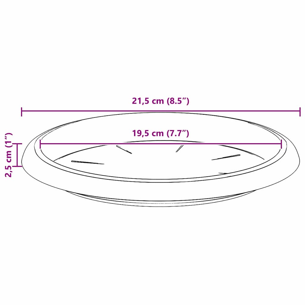 Round Flower Tray 24 pcs Brick Red Ø 21.5 x 2.5 cm Plastic