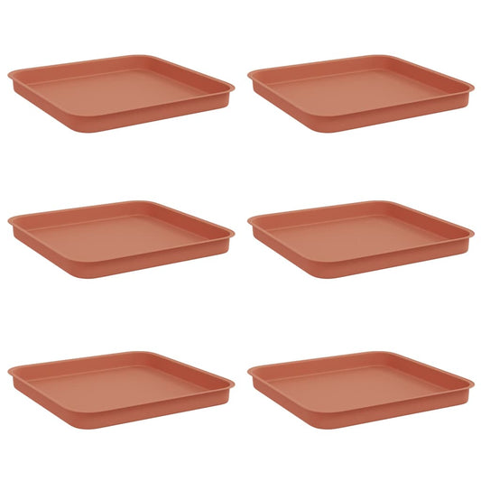 Square Flower Tray 6 pcs Brick Red 21 x 21 x 2 cm Plastic