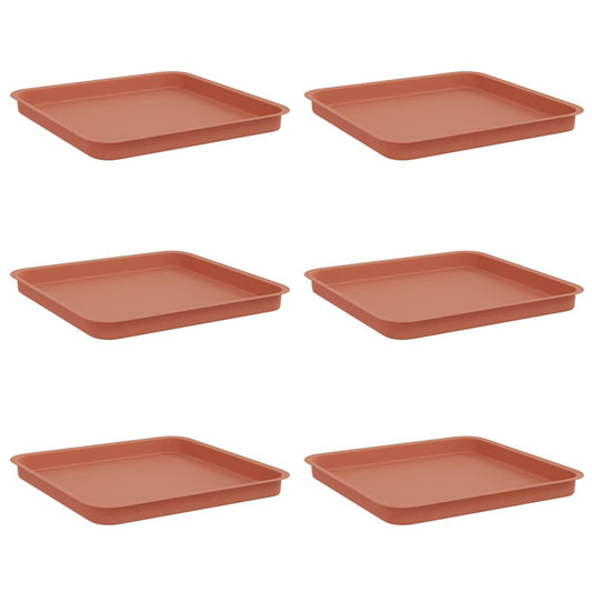 Square Flower Tray 6 pcs Brick Red 36 x 36 x 2.5 cm Plastic